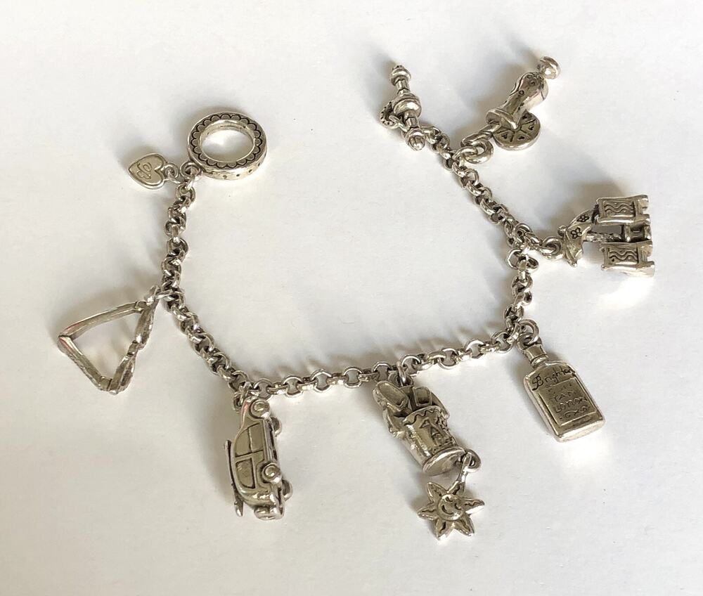 Brighton Silver Summer Vacation Beach Themed Charm Bracelet 7"